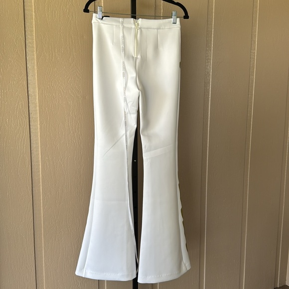 Floral Bonded Stretch Flare Pants - White Multi - Picture 8 of 8